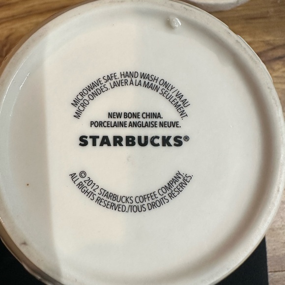 Set of 2 Starbucks gold themed mugs 2012 &‎ 2013 - Picture 2 of 11